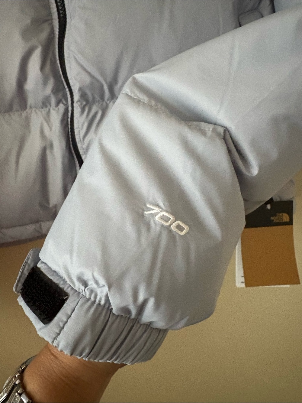 The North Face 700 Pale Blue Cropped Relaxed Fit Women’s Puffer Jacket SZ.XL NEW - Picture 3 of 16